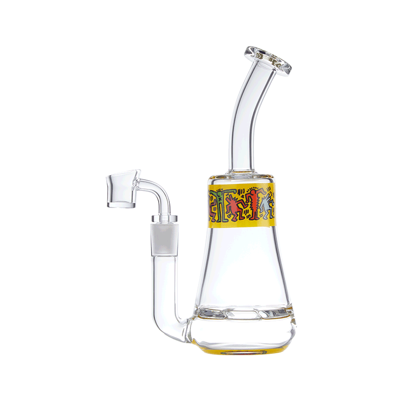 Keith Haring Glass - Concentrate Rig - Multi Yellow