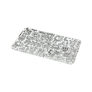 Keith Haring Glass - Rolling Tray - Black And White