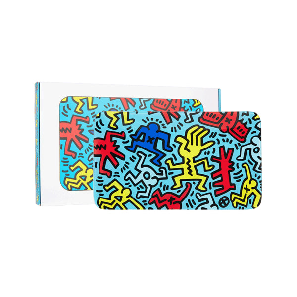 Keith Haring Glass - Rolling Tray - Multi Blue
