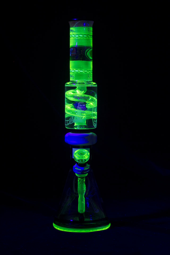 Illadelph glass - Rick N' Morty Glycerin Coil Medium Beaker (#8/10) Illuminati glow in the dark bong 
