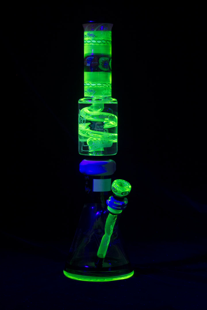 Illadelph glass - Rick N' Morty Glycerin Coil Medium Beaker (#8/10) Illuminati glow in the dark bong 