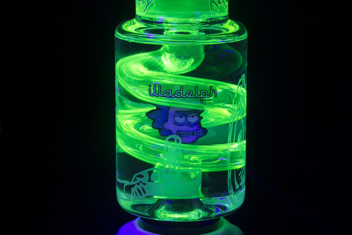 Illadelph glass - Rick N' Morty Glycerin Coil Medium Beaker (#8/10) Illuminati glow in the dark bong 