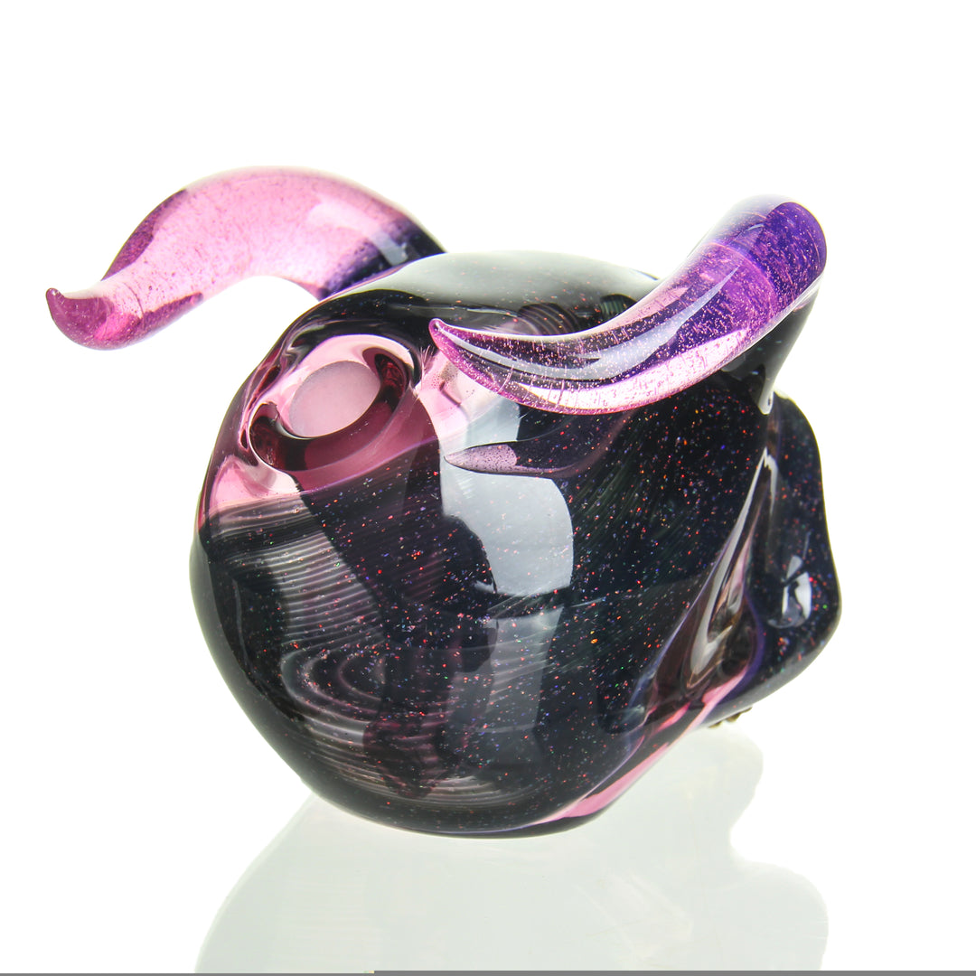 Sweeney Glass - Kapala Skull w/ Horns &amp; Millie Eyes - Crushed Opal &amp; Gold Amethyst