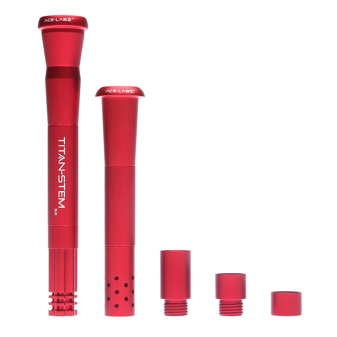 Ace-Labz Titan-Stem adjustable metal downstem — red unbreakable telescoping downstem for water pipes