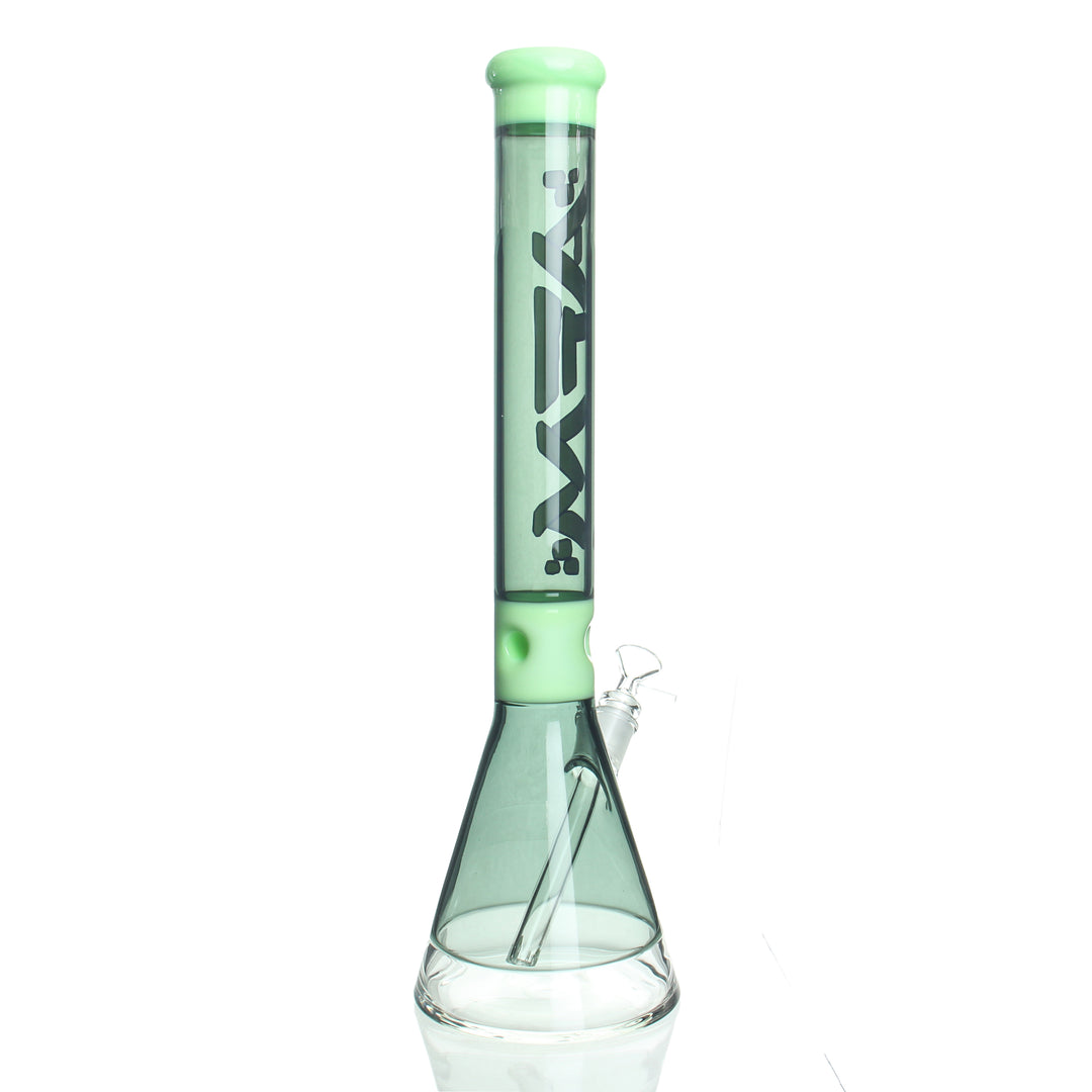 AFM Glass 18in Two Tone Beaker Milky Green — milky green two-tone beaker bong shown from alternate angle