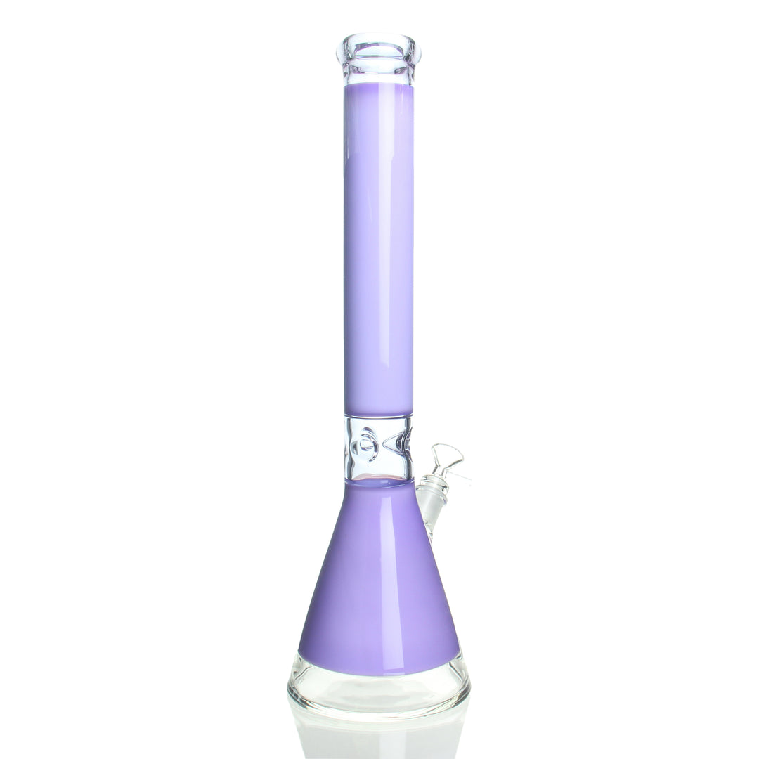 AFM Glass 18in Two Tone Beaker Milky Purple — milky purple two-tone beaker bong shown from alternate angle