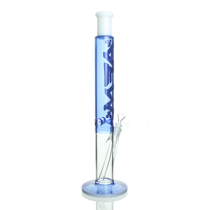 AFM Glass 18in Two Tone Straight Tube Cobalt Blue — cobalt blue two-tone straight bong, alternate angle