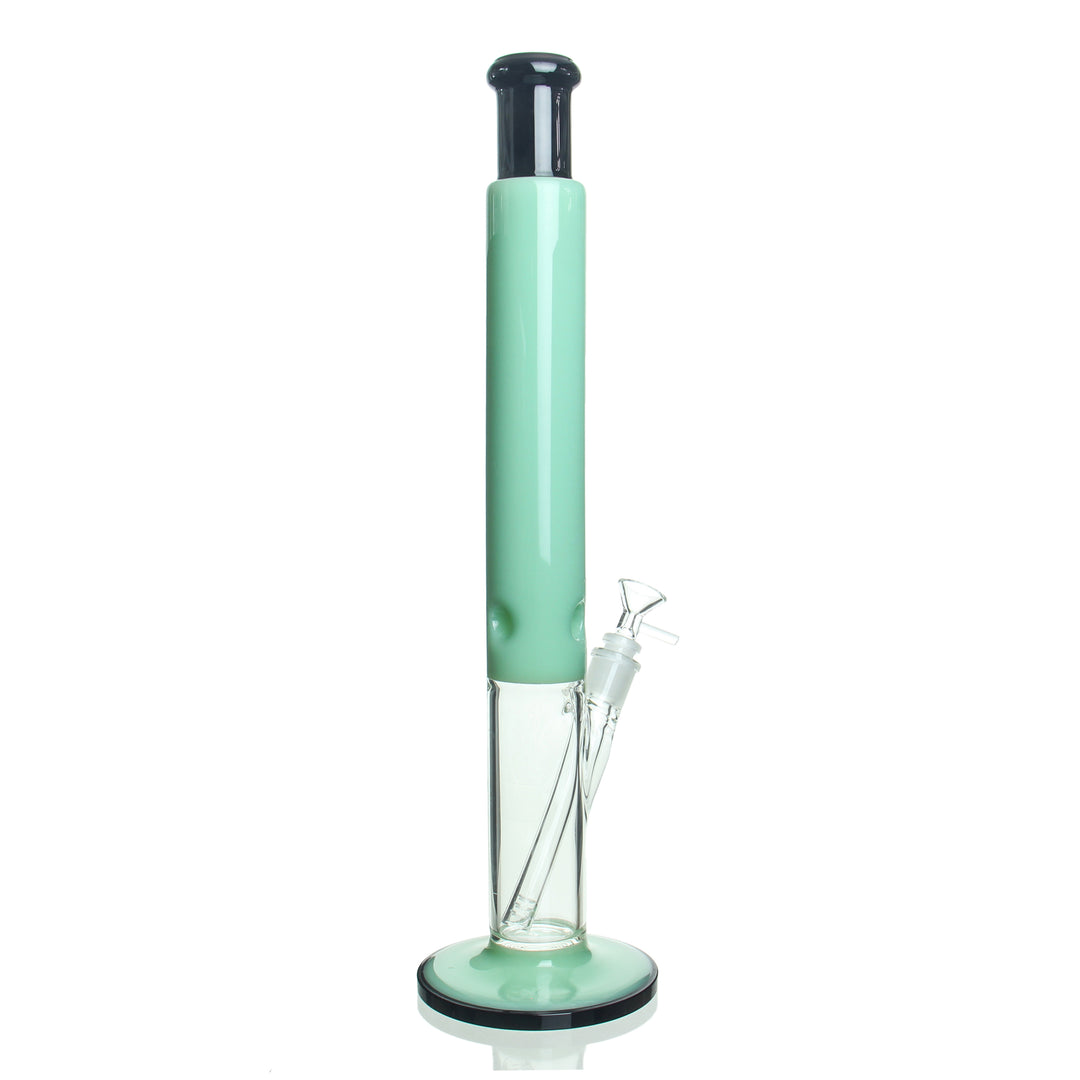 AFM Glass 18in Two Tone Straight Tube Seafoam Green — seafoam green two-tone straight bong, alternate angle