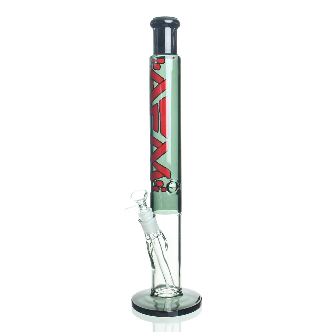 AFM Glass 18in Two Tone Straight Tube Transparent Black — borosilicate straight tube bong with transparent black two-tone