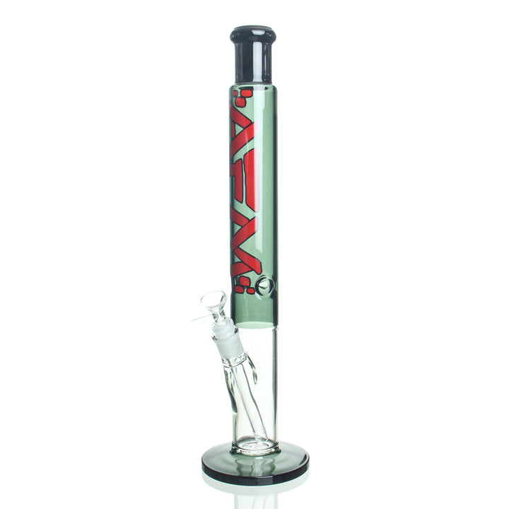 AFM Glass 18in Two Tone Straight Tube Transparent Black — borosilicate straight tube bong with transparent black two-tone