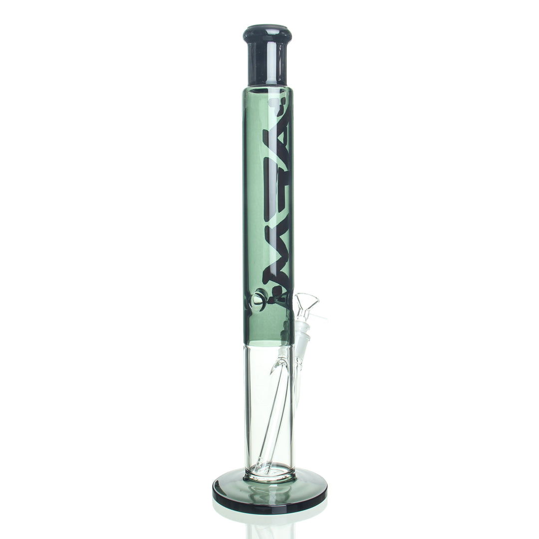 AFM Glass 18in Two Tone Straight Tube Transparent Black — transparent black two-tone straight bong, alternate angle
