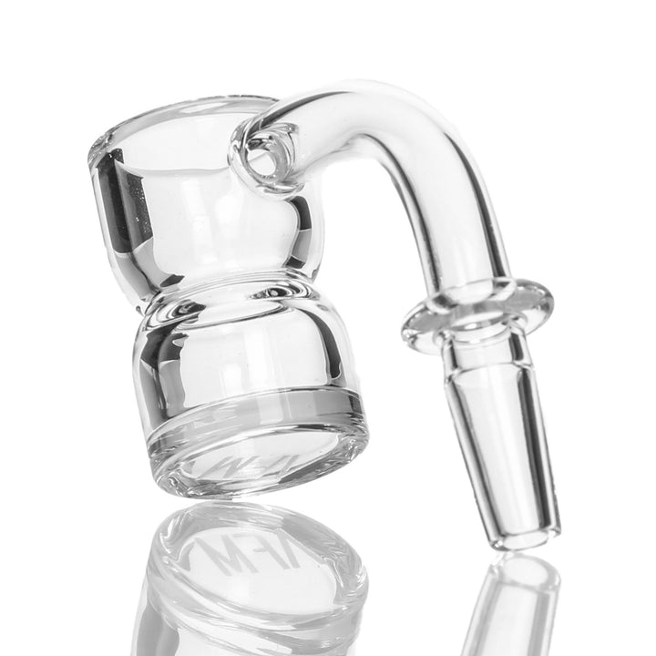 AFM Glass 25mm Splash Guard Banger Male 10mm 90deg — 10mm splash guard banger from alternate angle