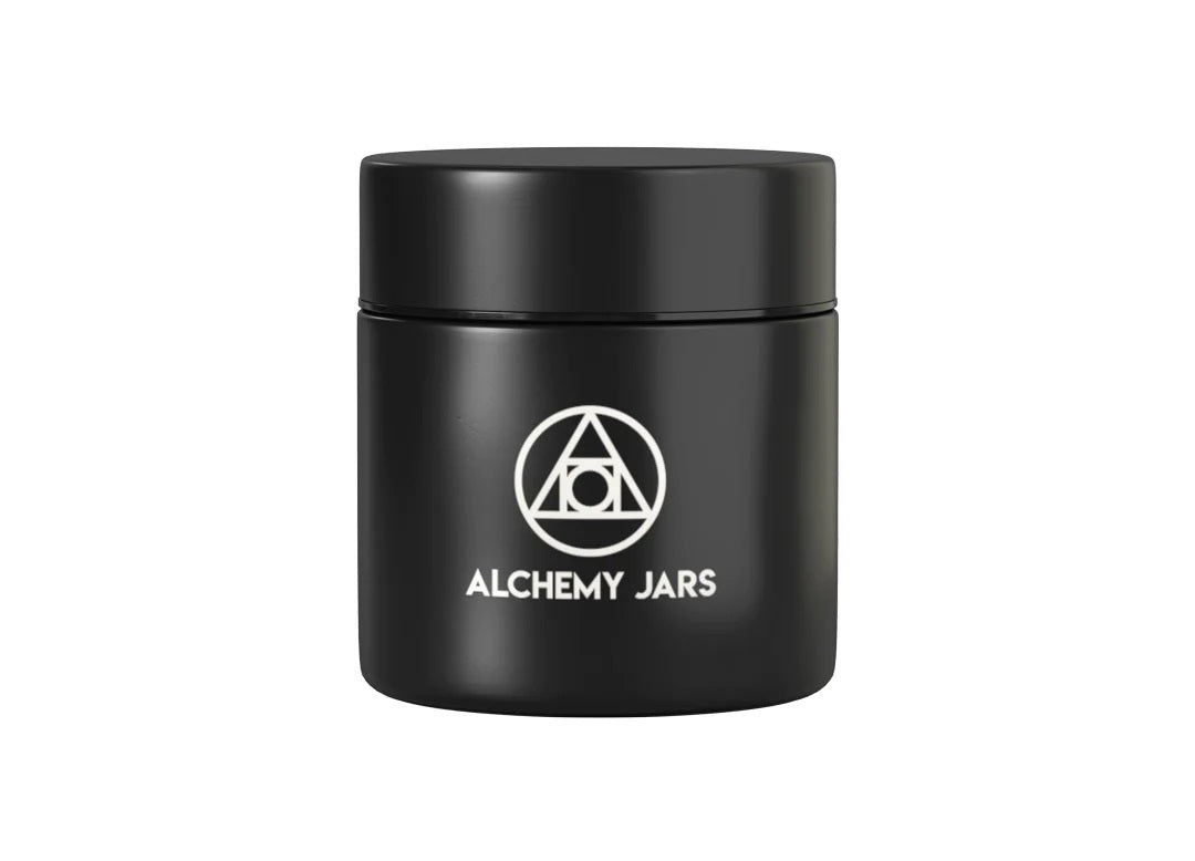 Alchemy Jars Vacuum Insulated Jar — Black colorway, smell-proof stainless steel concentrate storage jar