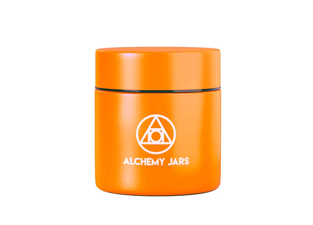 Alchemy Jars Vacuum Insulated Jar — Juicy Orange colorway, smell-proof stainless steel concentrate storage jar