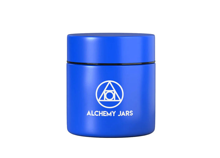 Alchemy Jars Vacuum Insulated Jar — Ocean Blue colorway, smell-proof stainless steel concentrate storage jar
