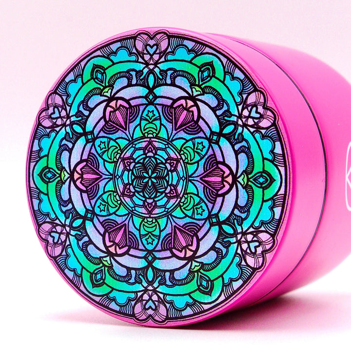 Alchemy Jars x MVV Pink Heart Mandala — alternate angle of the jar