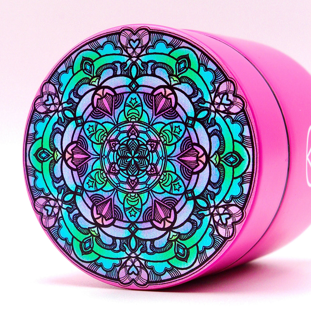 Alchemy Jars x MVV Pink Heart Mandala — alternate angle of the jar