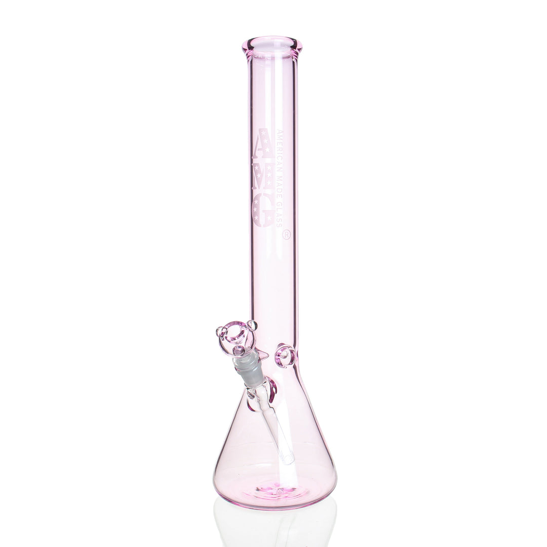AMG 18in Pink Beaker — tall beaker bong with pink accents, hero shot