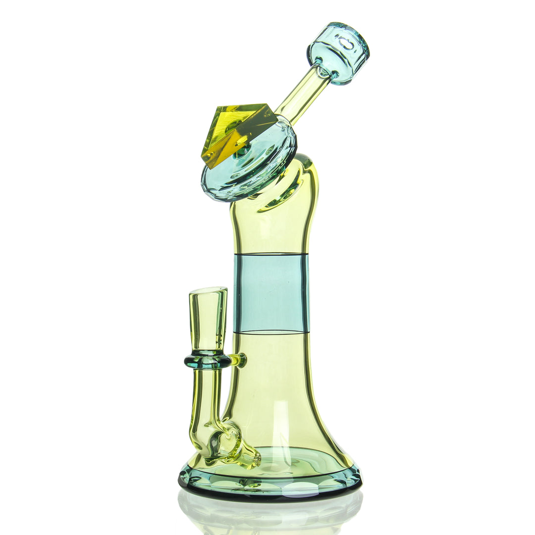 Andy Roth Faceted Angle Study Citrine and Coma — faceted angle-study bong in Citrine and Coma colorway