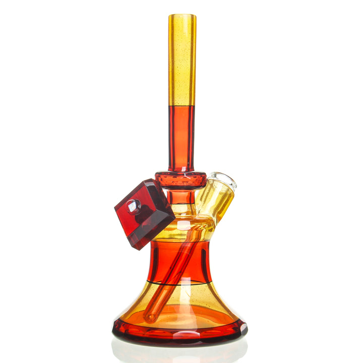 Andy Roth Faceted Classic Tube Pomegranate Transparent Orange — Pomegranate and transparent orange tube from alternate angle