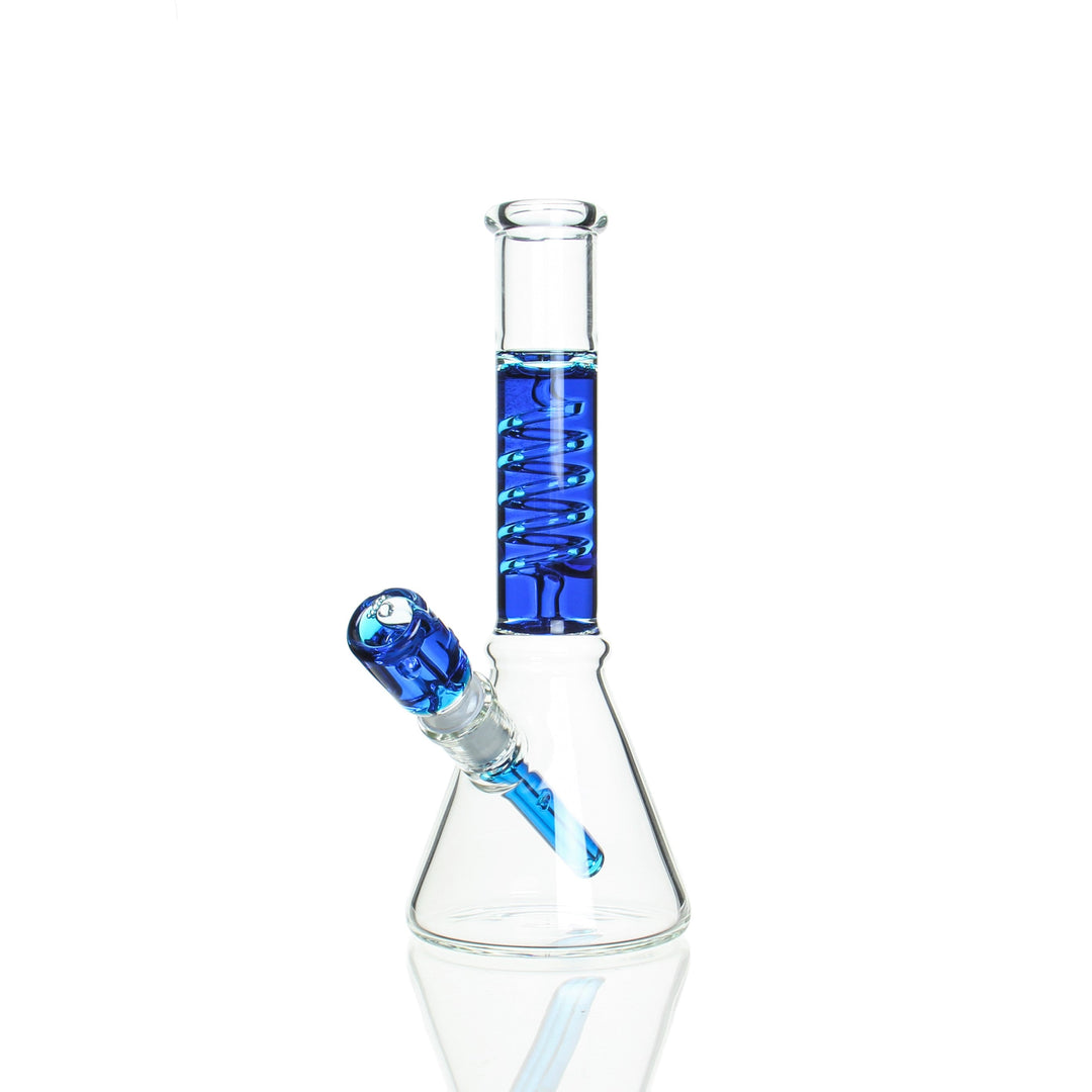 Angies Boutique 10in Glycerin Beaker — beaker bong with freezable glycerin coil, blue variant