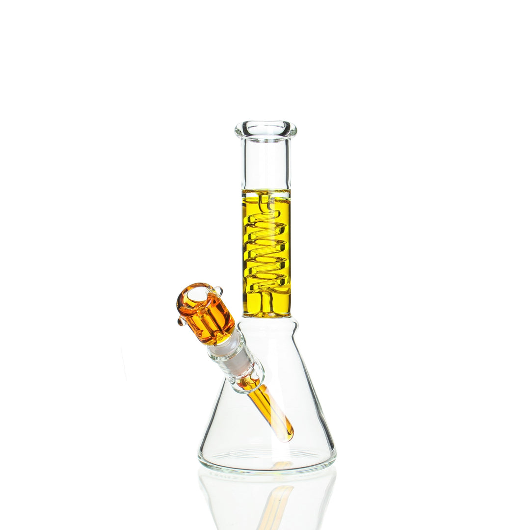 Angies Boutique 10in Glycerin Beaker — beaker bong with freezable glycerin coil, yellow variant