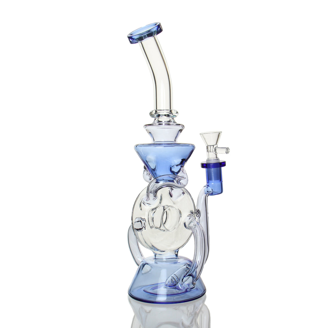 Angies Boutique 11in Dual Uptake Donut Recycler Blue and Pink — alternate angle showing recycler loops