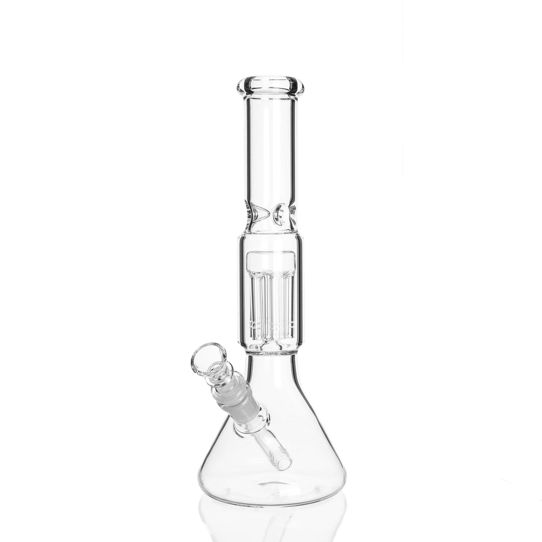Angies Boutique 12in Clear Beaker 6 Arm Tree Perc — clear beaker bong with 6 arm tree perc, hero shot