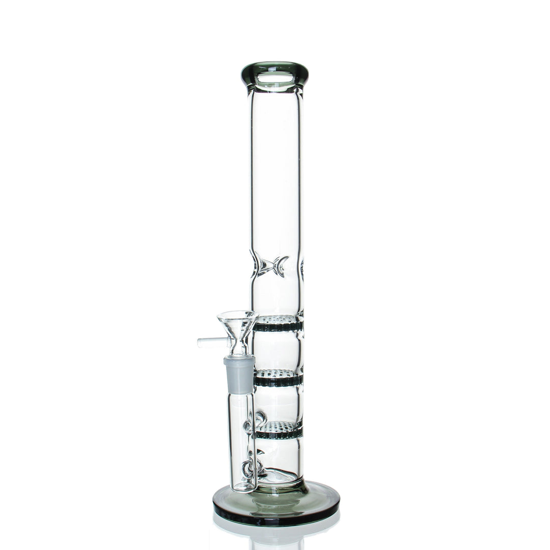 Angies Boutique 12in Straight Triple Honeycomb Smoke — alternate angle showing honeycomb percs