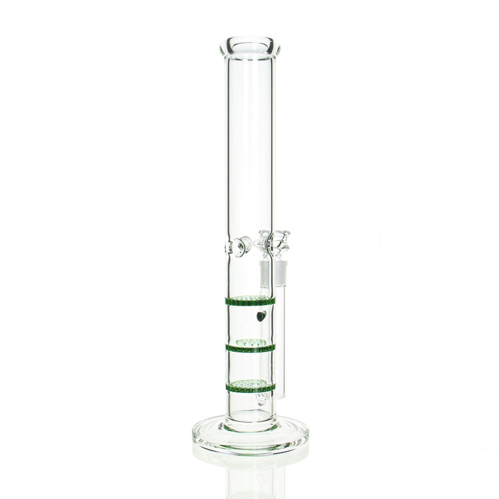Angies Boutique 16in Straight Triple Honeycomb Stemless Tube Green — alternate angle showing honeycomb percs