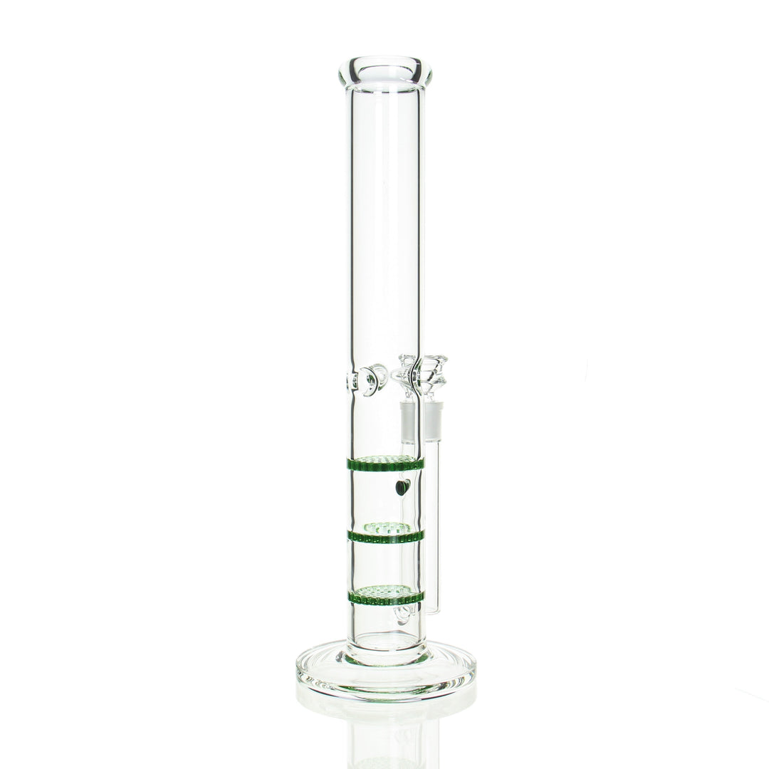 Angies Boutique 16in Straight Triple Honeycomb Stemless Tube Green — alternate angle showing honeycomb percs