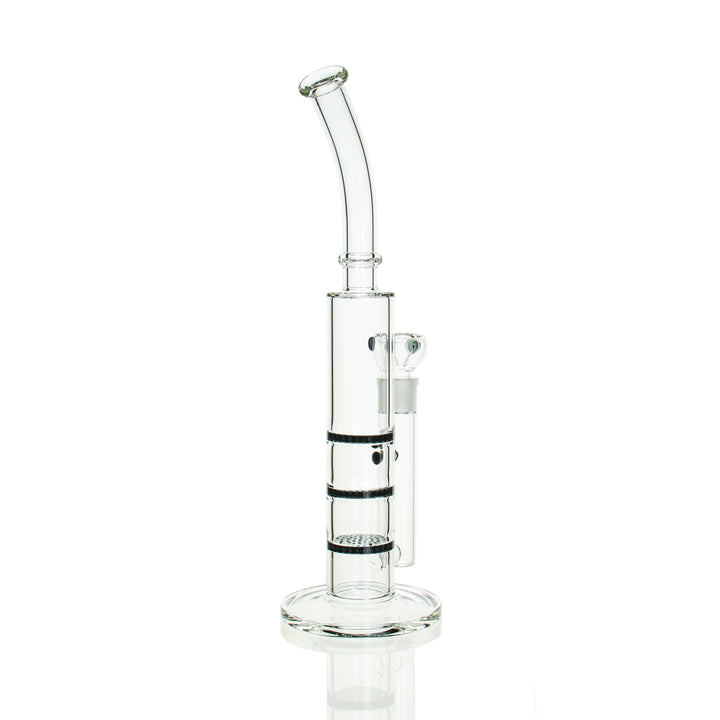 Angies Boutique 16in Triple Honeycomb Bent Neck Stemless Tube Smoke Grey — alternate angle showing honeycomb percs