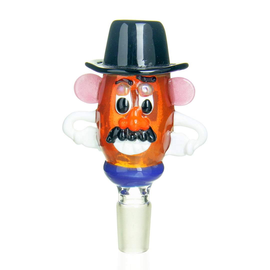 18mm Mr. Potato Head bowl — novelty character glass slide bowl for water pipes
