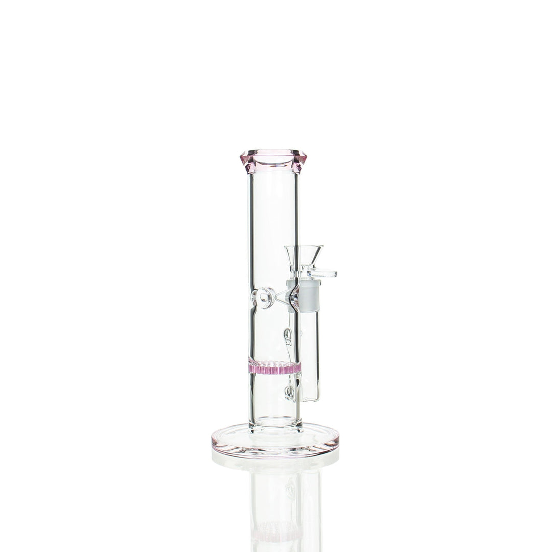Angies Boutique 8in Straight Stemless Honeycomb Tube Pink — alternate angle showing honeycomb perc