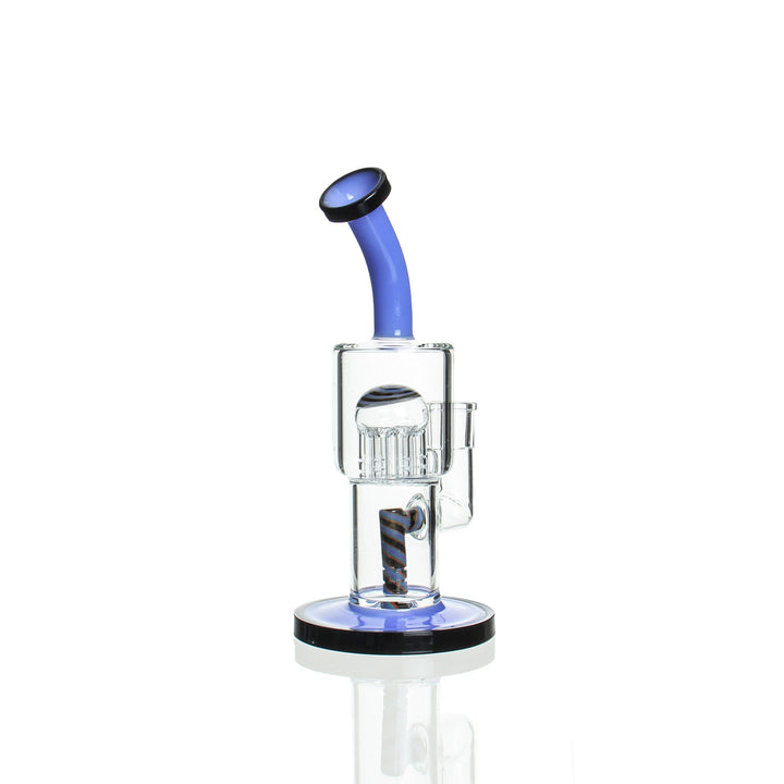 Angies Boutique 9in Double Macro Rig Blue — double macro perc dab rig, hero shot