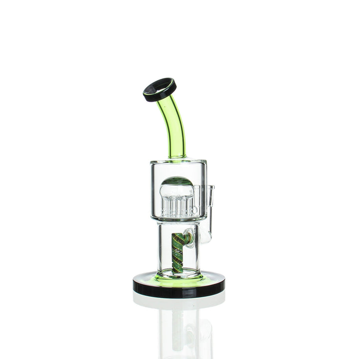Angies Boutique 9in Double Macro Rig Green — double macro perc dab rig, hero shot