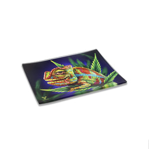 V Syndicate - Small Glass Rolling Tray - Cloud 9 Chameleon