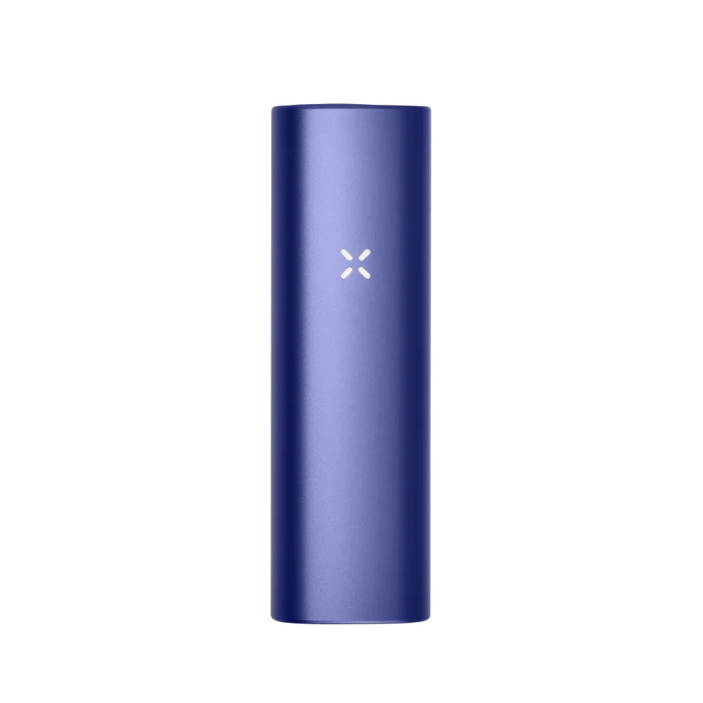 PAX Plus Periwinkle dry herb vaporizer in matte blue finish with LED indicator lights