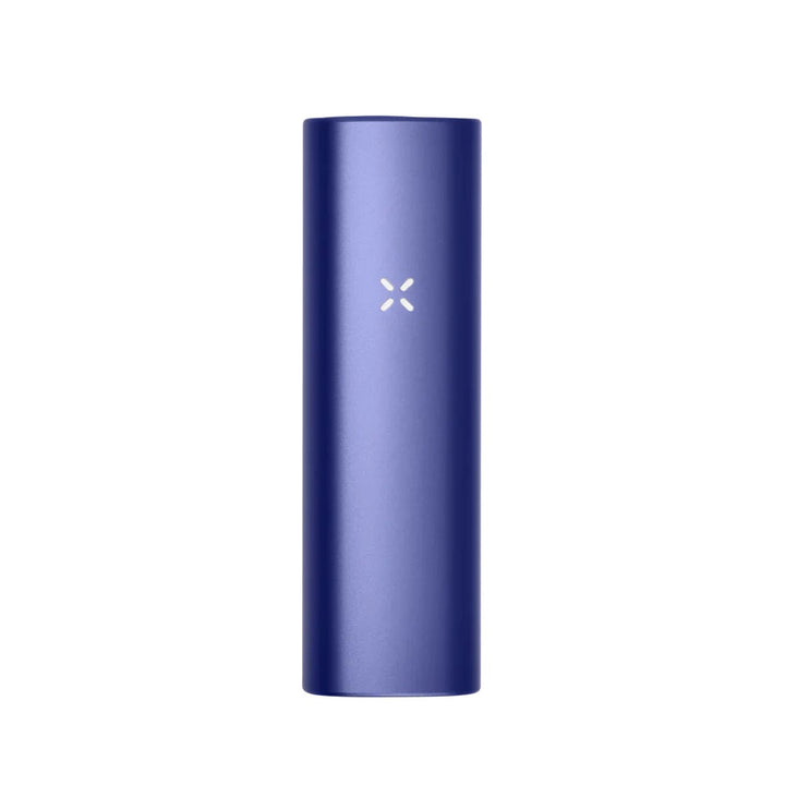PAX Plus Periwinkle dry herb vaporizer in matte blue finish with LED indicator lights