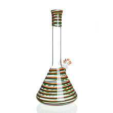Load image into Gallery viewer, HVY Glass - 12&quot; 32mm Swirl Beaker - Orange &amp; Green