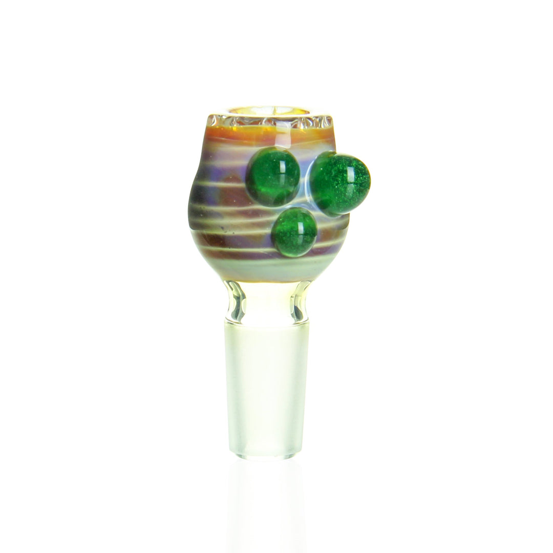 Ben Wilson 14mm disc screen slide — caramel and transparent green handmade glass bowl for water pipes