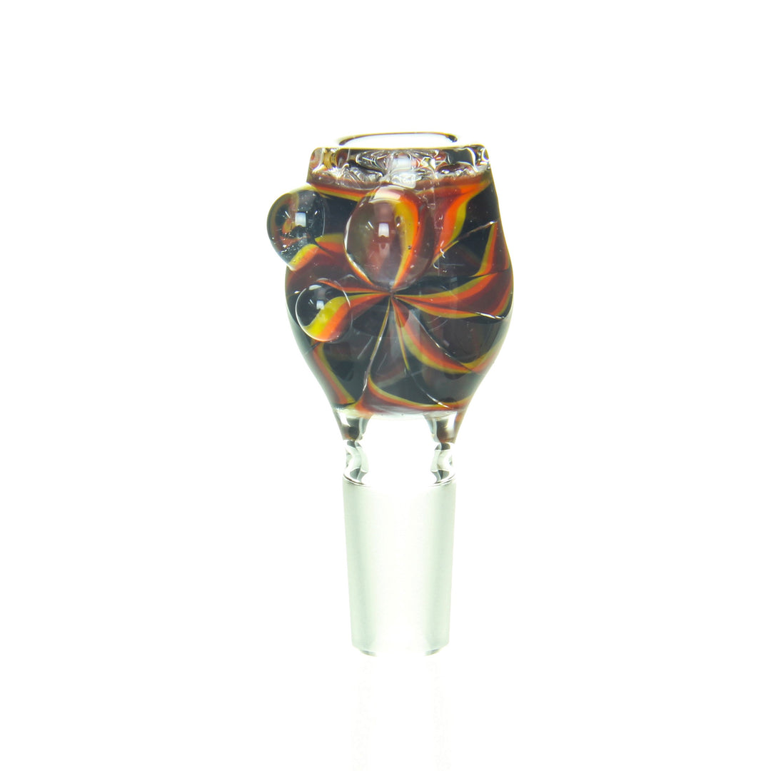 Ben Wilson 14mm Disc Screen Slide Fire Latticino — 14mm disc screen slide with fire latticino color cane work