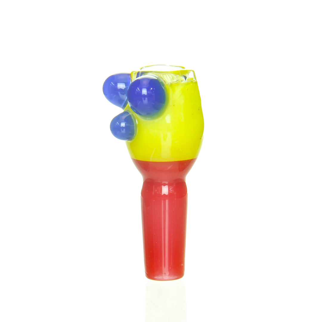 Ben Wilson 14mm Three Tone Disc Screen Slide Blue Yellow Red — 14mm slide with disc screen and three-tone blue, yellow, red accents