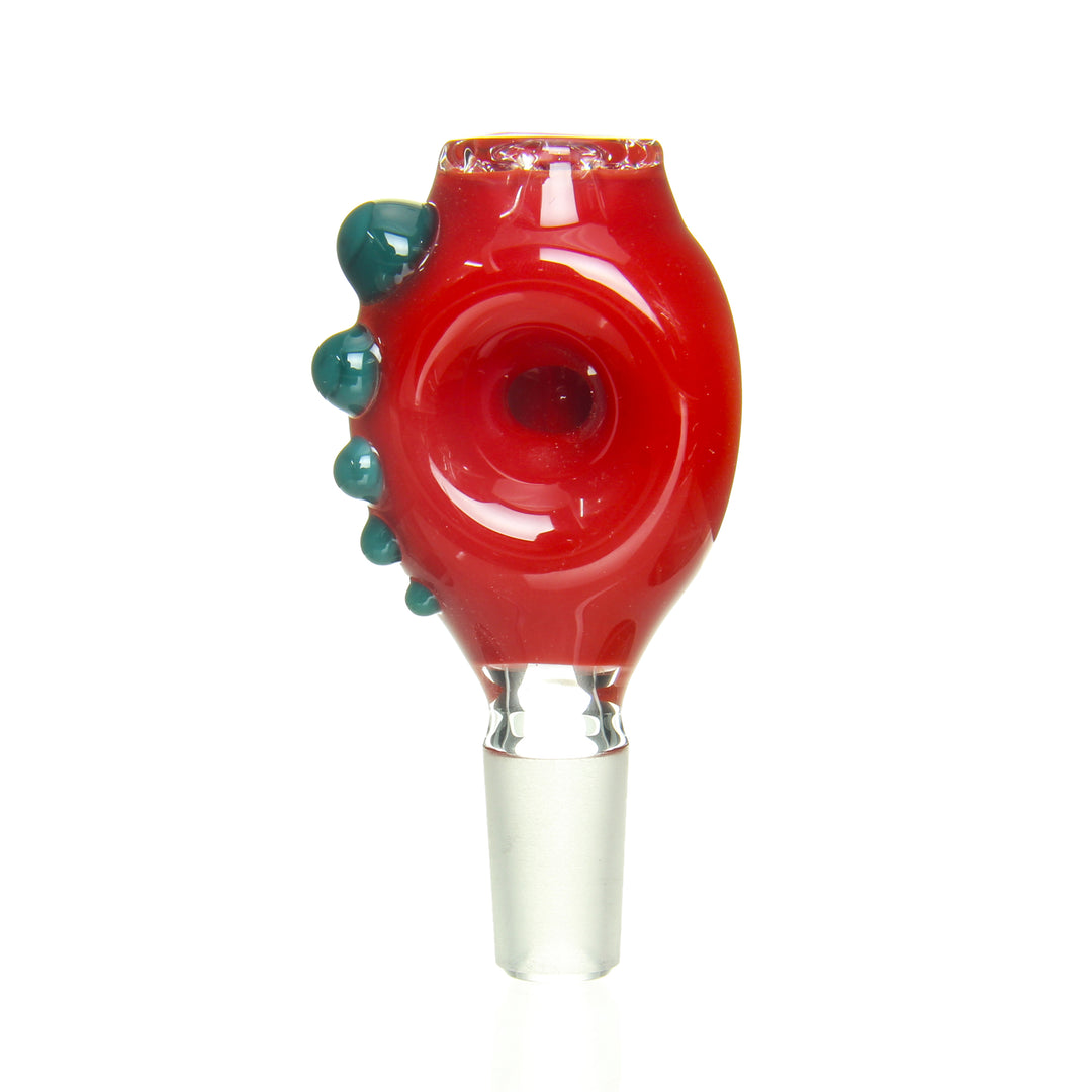 Ben Wilson 14mm Triple Donut Disc Screen Slide Cherry Red Tealy — 14mm triple donut slide with cherry red and tealy accents