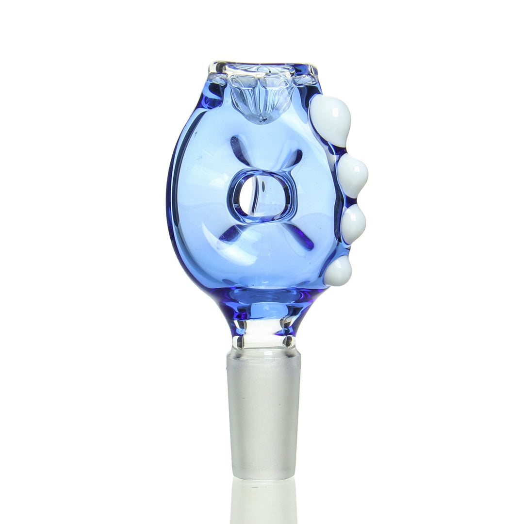 Ben Wilson 14mm Triple Donut Disc Screen Slide Light Cobalt — triple donut worked bowl slide with built-in disc screen