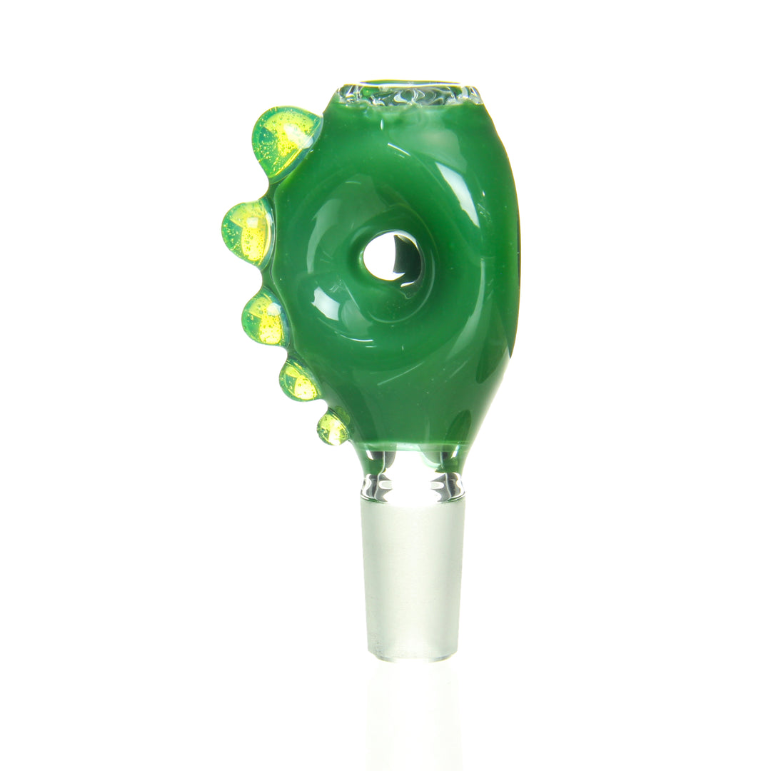 Ben Wilson 14mm Triple Donut Disc Screen Slide Tree Hugger Slyme — 14mm triple donut slide with tree hugger and slyme accents