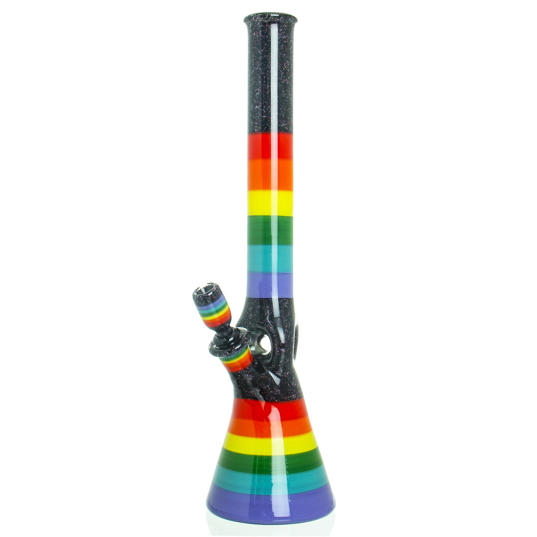 Ben Wilson 17in Rainbow Encalmo Crushed Opal Beaker — heady glass beaker bong with rainbow encalmo and crushed opal accents