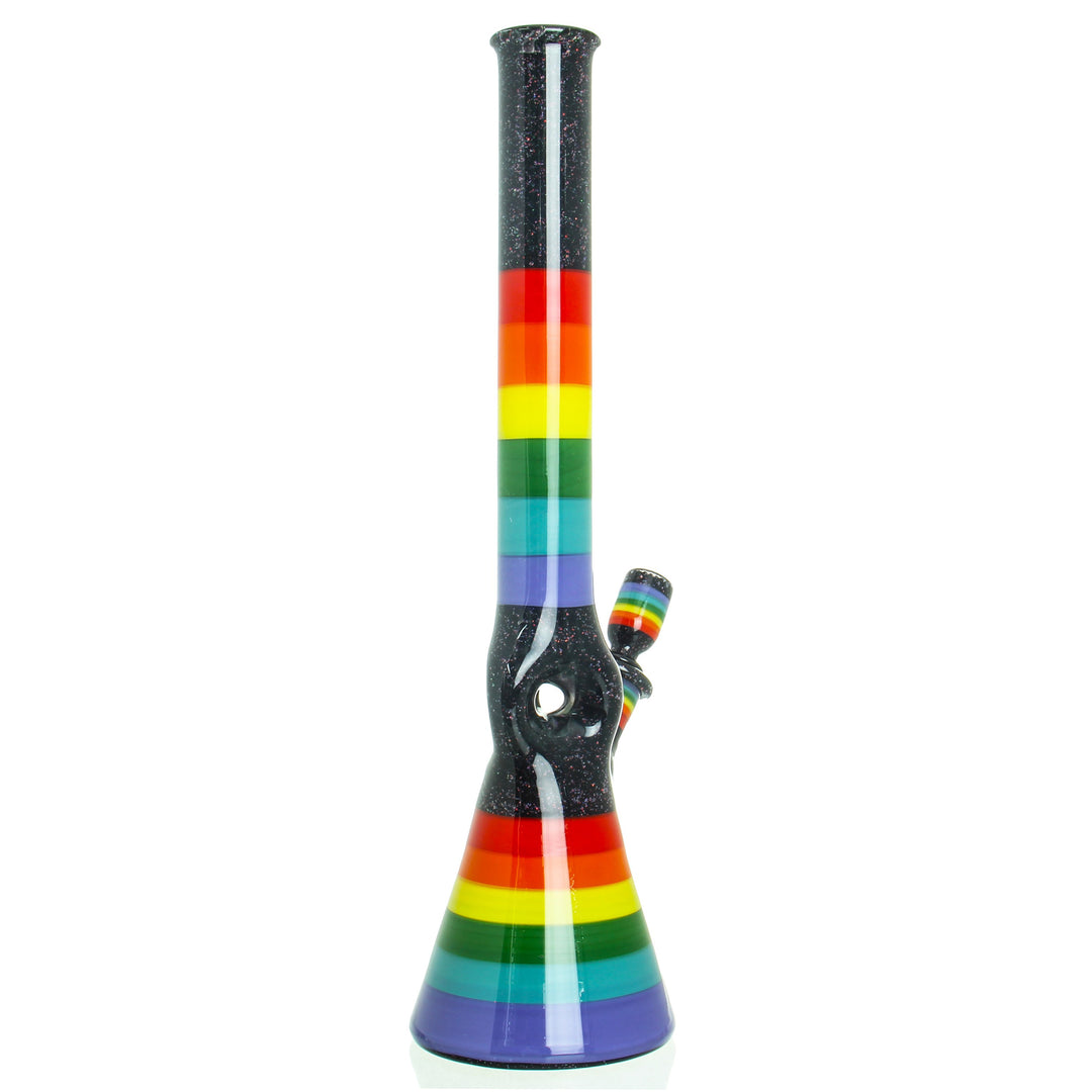 Ben Wilson 17in Rainbow Encalmo Crushed Opal Beaker — rainbow encalmo beaker bong shown from alternate angle