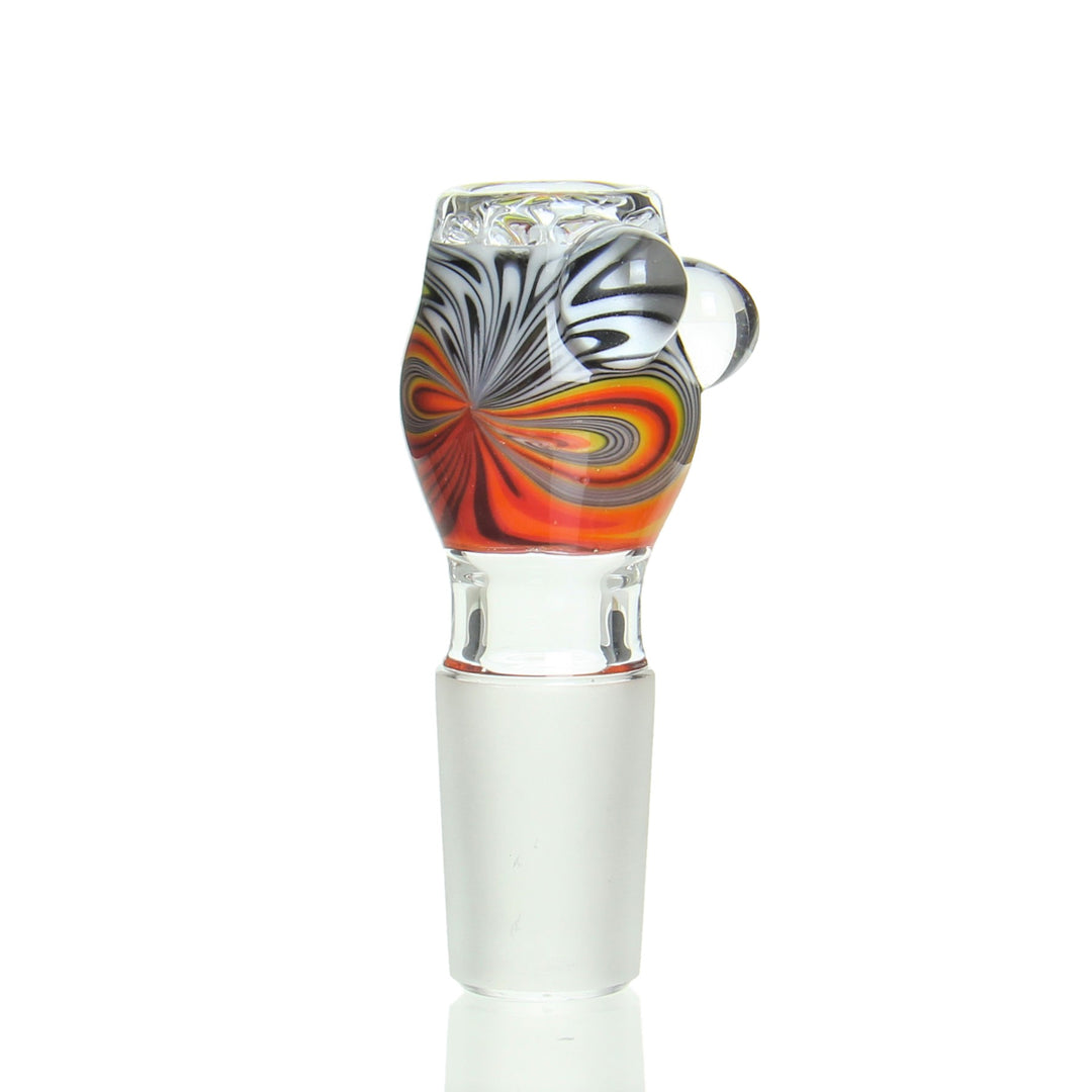 Ben Wilson 18mm Disc Screen Slide Fire — heady worked bowl slide with built-in disc screen for bongs and water pipes