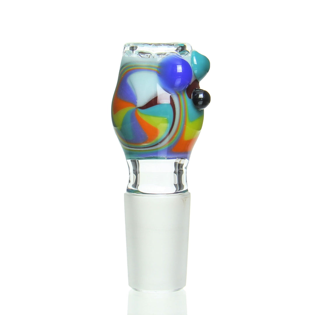 Ben Wilson 18mm Disc Screen Slide Rainbow — heady worked bowl slide with built-in disc screen for bongs and water pipes